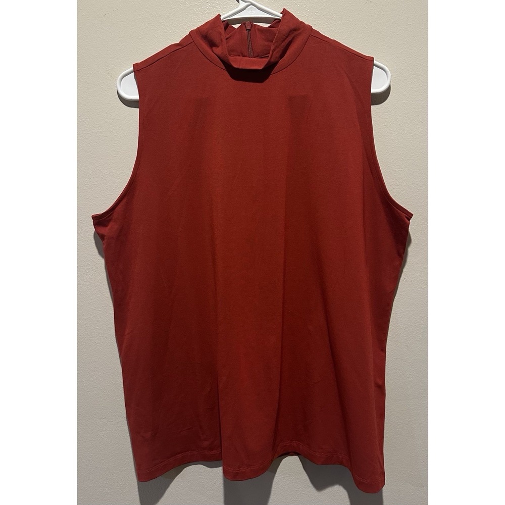 CHICOS Women's The Ultimate Mock Neck Sleeveless Tee‎ Size XL - Red